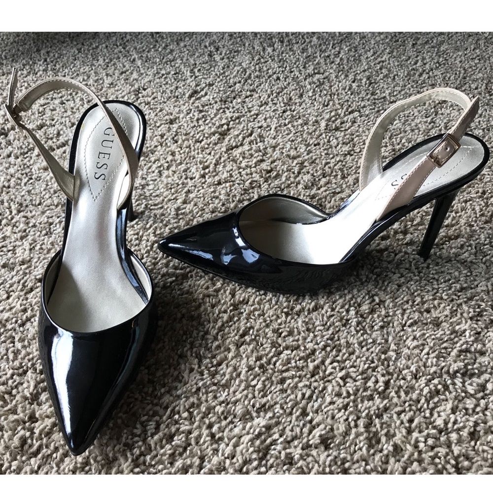 Guess Black 4” Heel with Nude Strap
